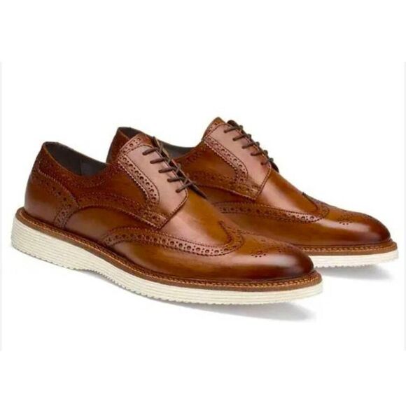 TRASK Italian Made Leather Wingtip Oxford Size 12.5M - Picture 1 of 7